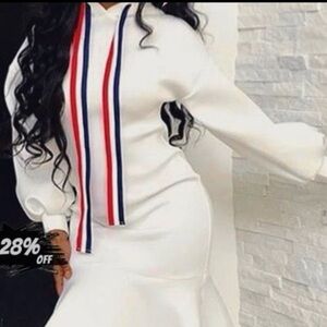 Boutique Monaco Dress White Peplum size medium